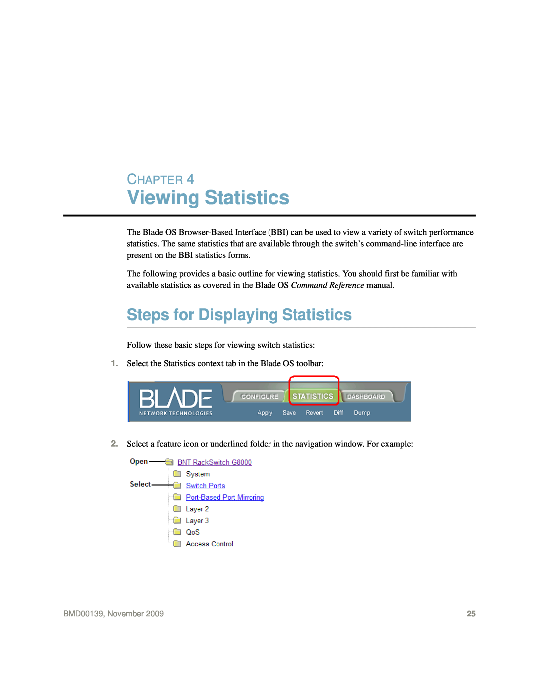 Blade ICE G8000 manual Viewing Statistics, Steps for Displaying Statistics, Chapter 