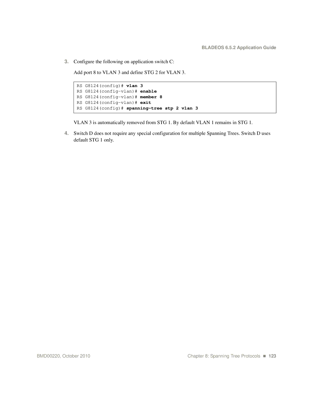 Blade ICE G8124-E manual RS G8124config# spanning-tree stp 2 vlan 