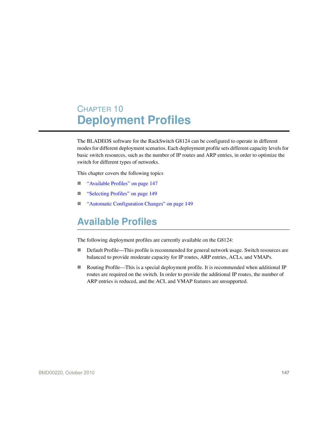 Blade ICE G8124-E manual Deployment Profiles, Available Profiles 