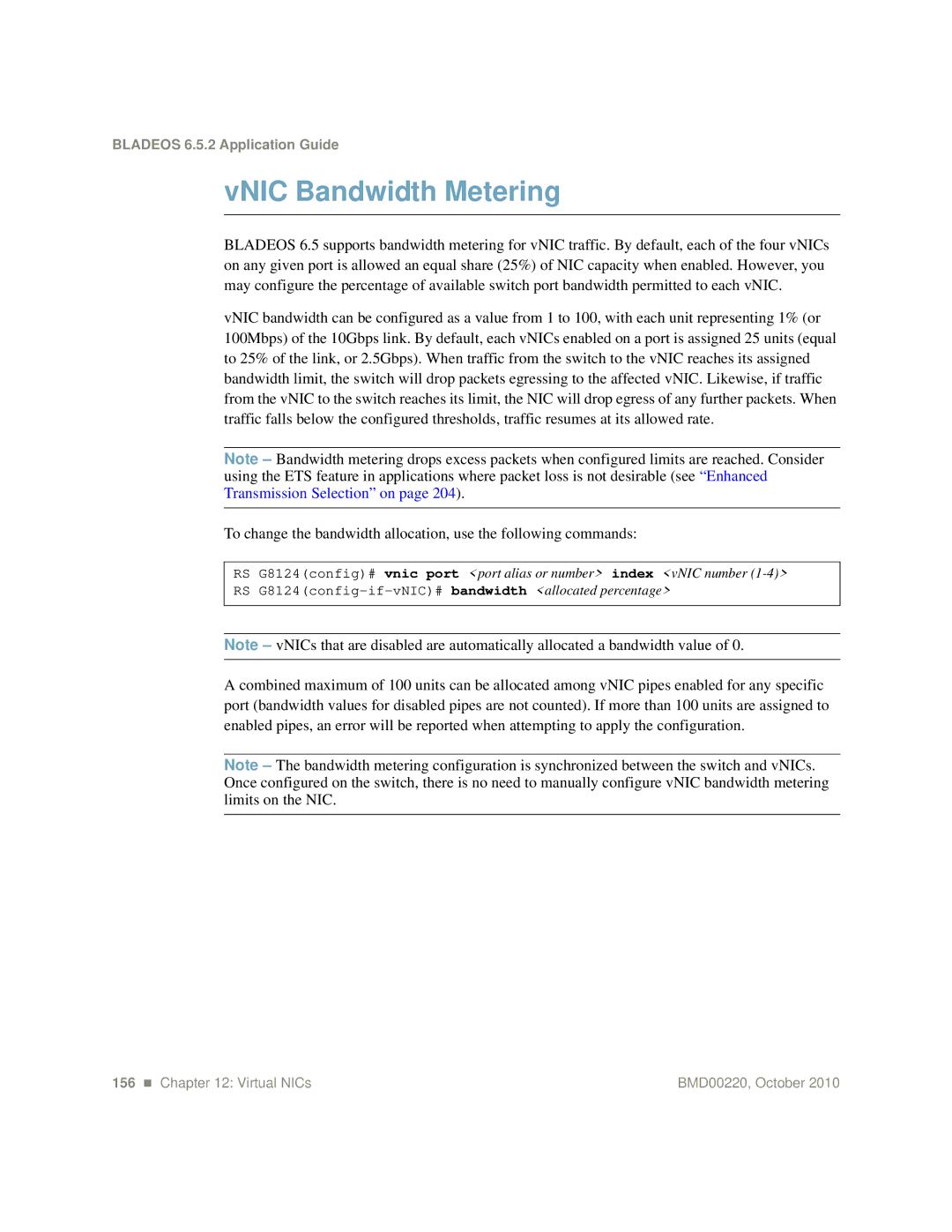 Blade ICE G8124-E manual VNIC Bandwidth Metering 