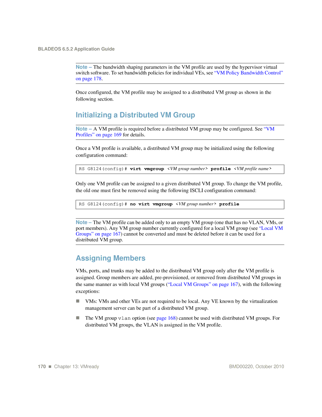 Blade ICE G8124-E manual Initializing a Distributed VM Group, Assigning Members 