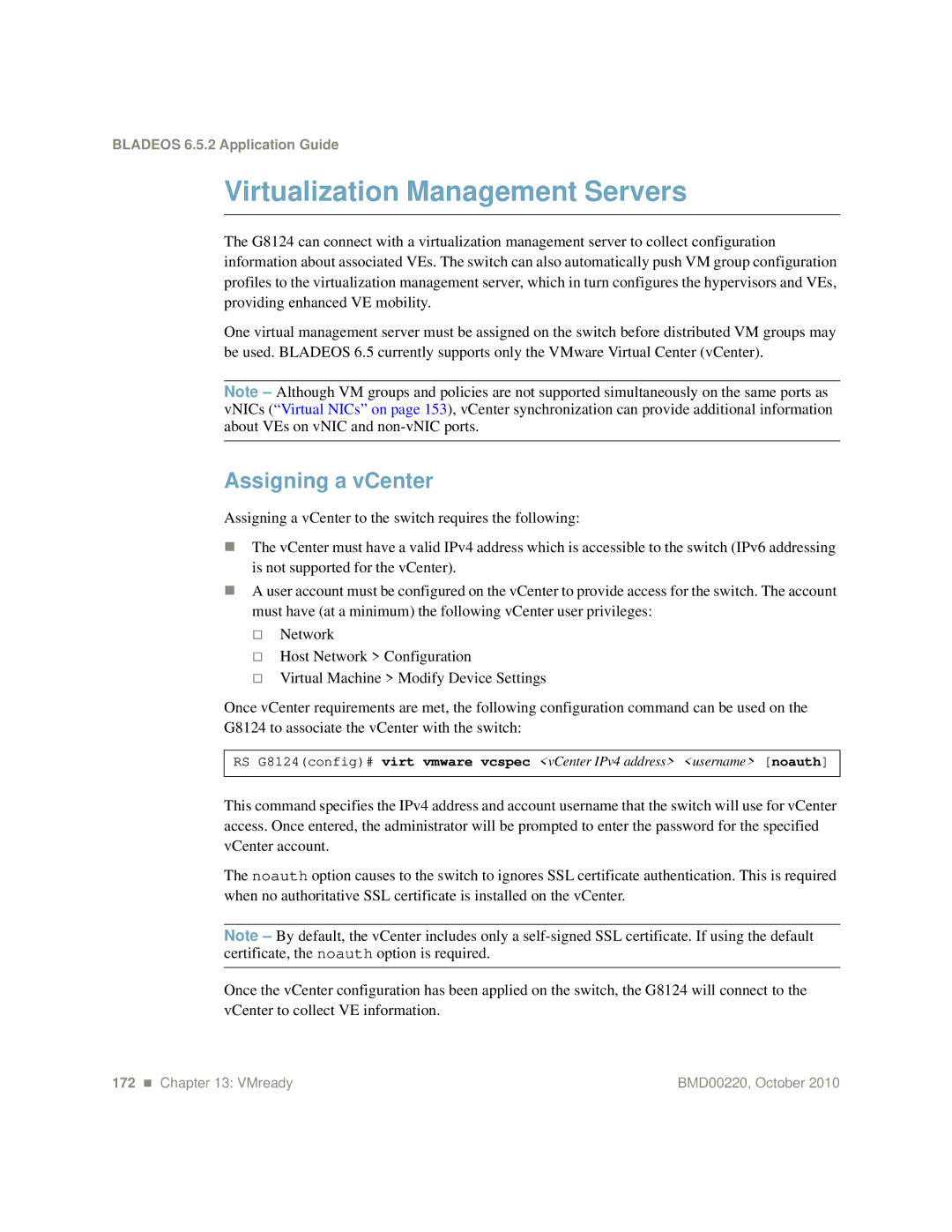 Blade ICE G8124-E manual Virtualization Management Servers, Assigning a vCenter 