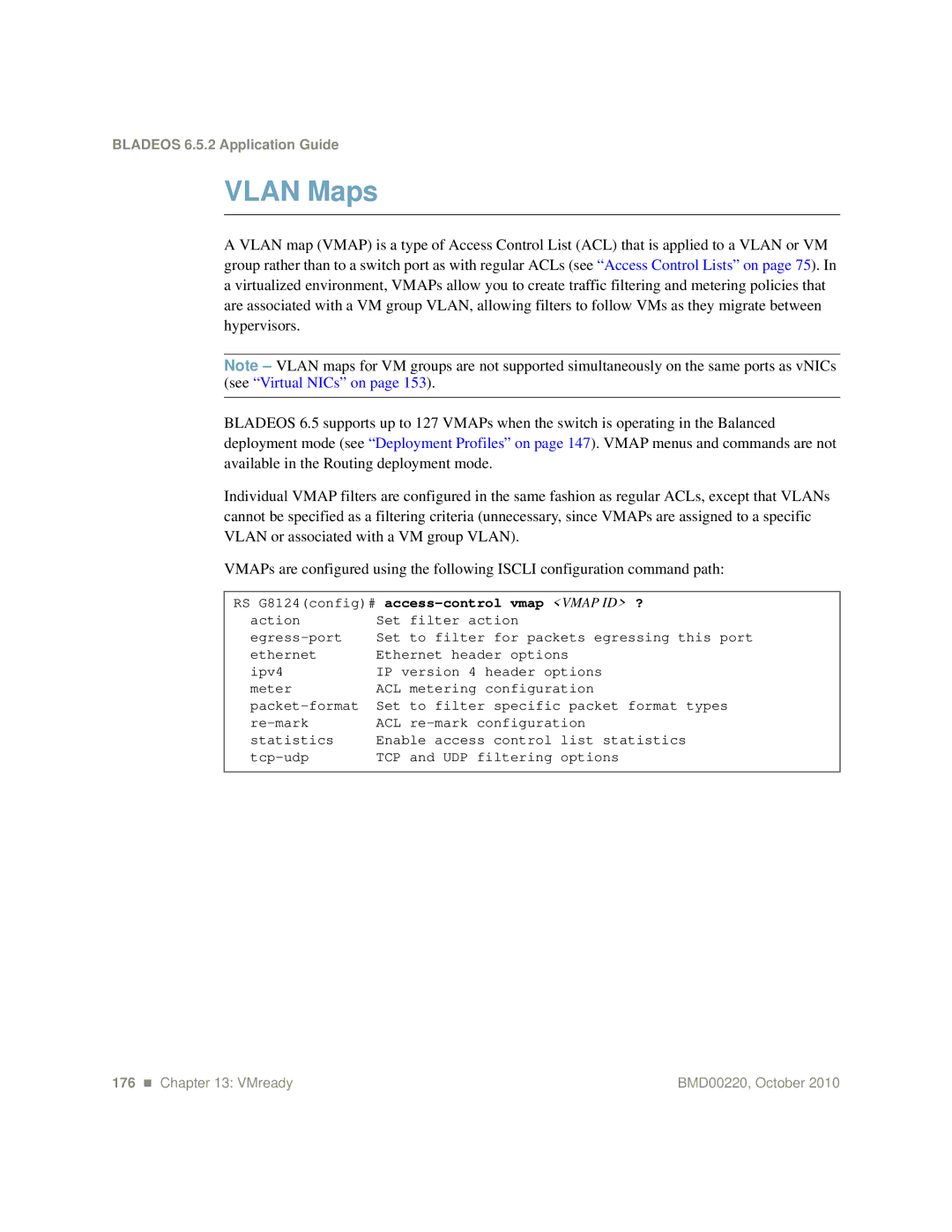 Blade ICE G8124-E manual Vlan Maps 