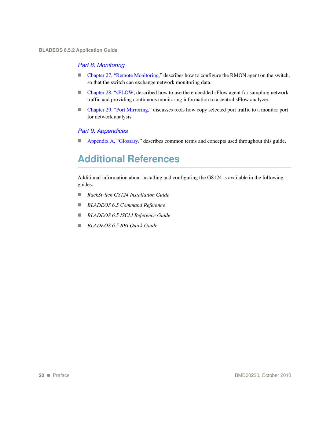 Blade ICE G8124-E manual Additional References, Part 8 Monitoring 