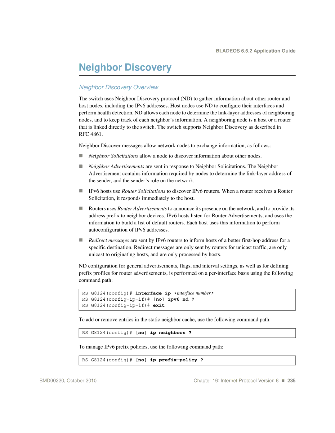 Blade ICE G8124-E manual Neighbor Discovery Overview 