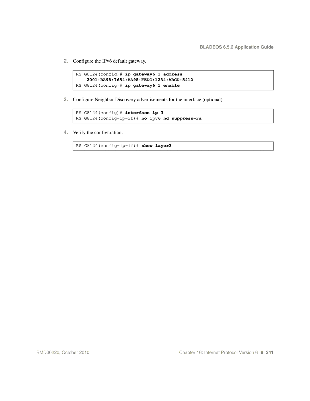 Blade ICE G8124-E manual RS G8124config-ip-if# show layer3 