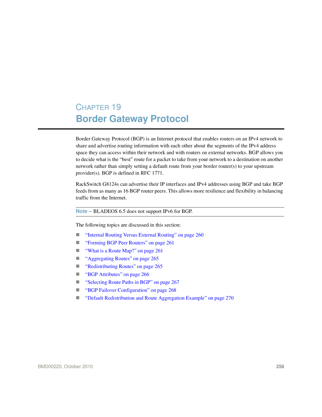 Blade ICE G8124-E manual Border Gateway Protocol 