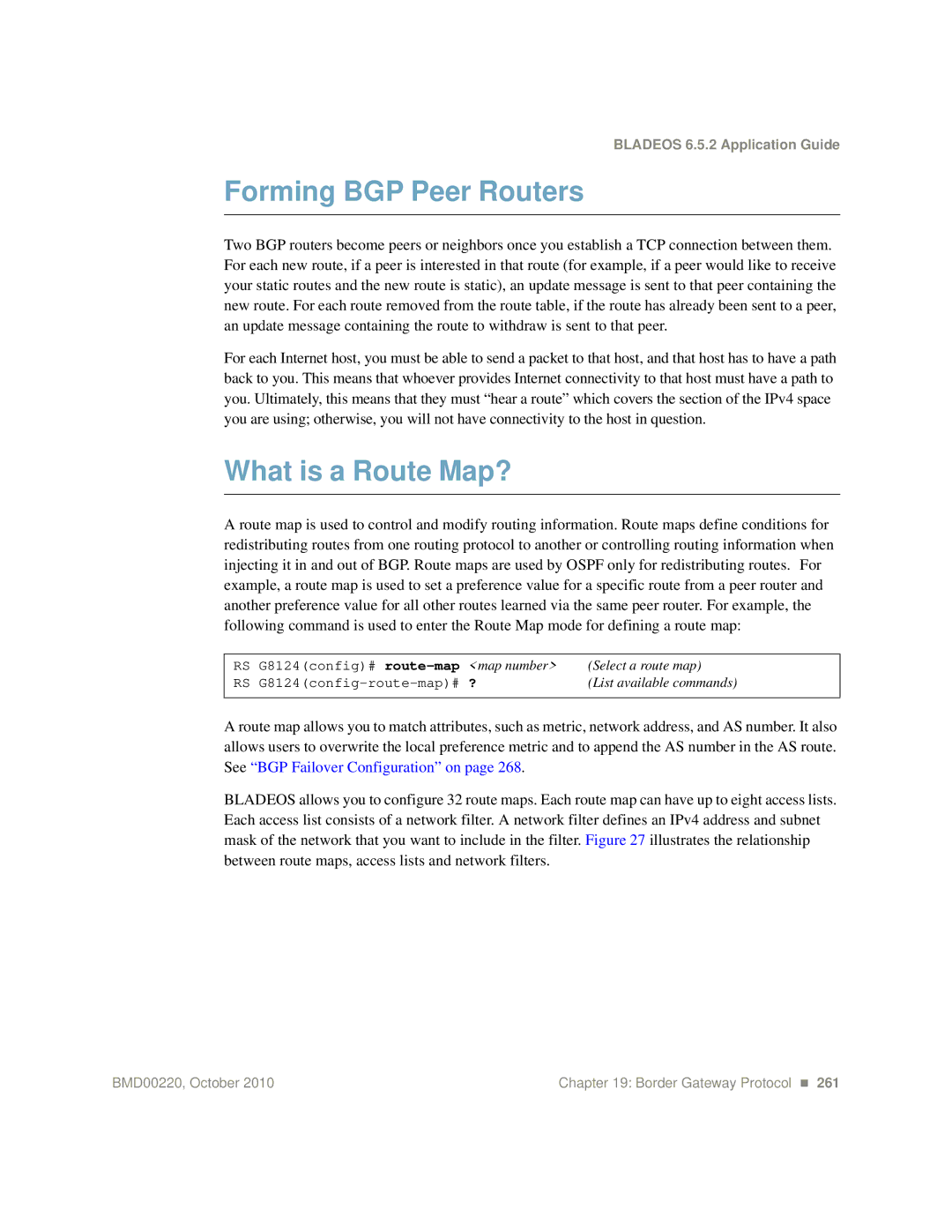 Blade ICE G8124-E manual Forming BGP Peer Routers, What is a Route Map? 