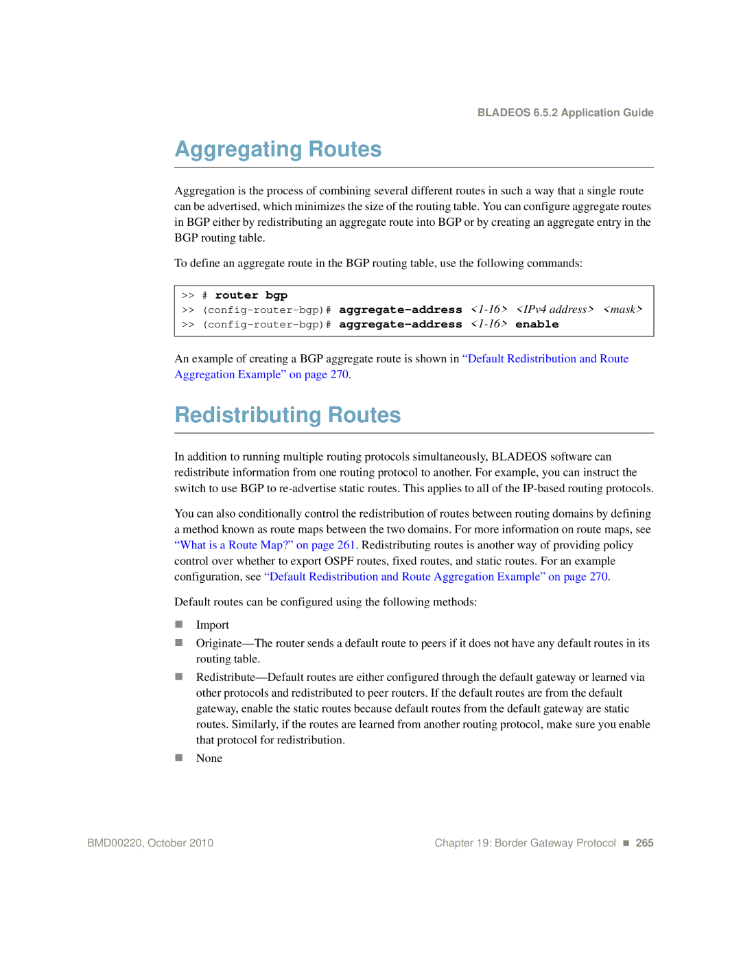 Blade ICE G8124-E manual Aggregating Routes, Redistributing Routes 