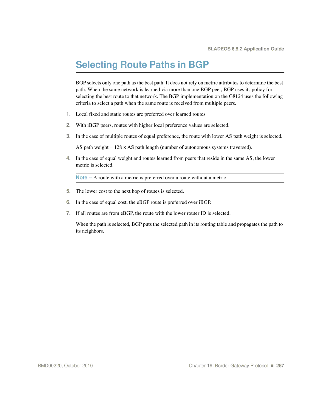 Blade ICE G8124-E manual Selecting Route Paths in BGP 