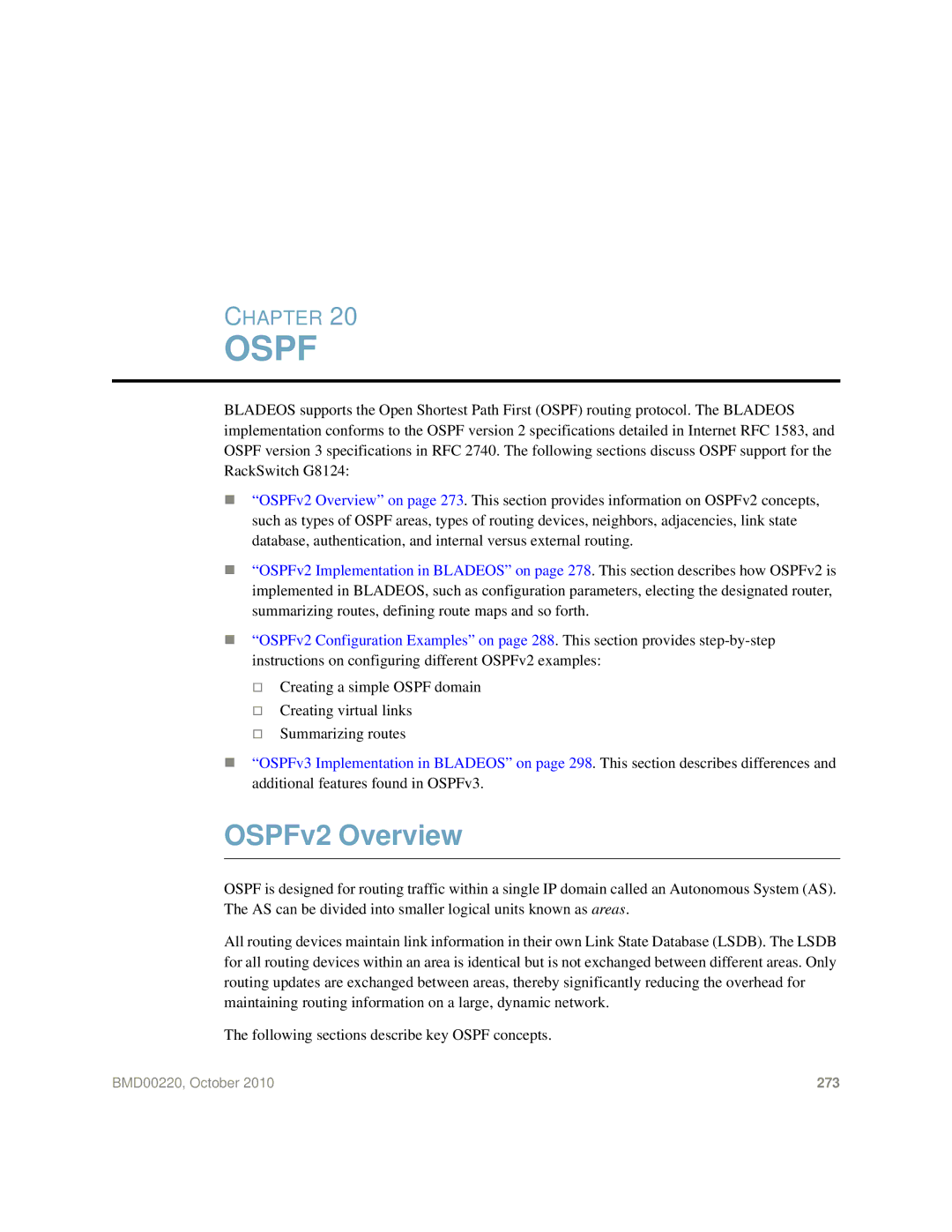 Blade ICE G8124-E manual Ospf, OSPFv2 Overview 