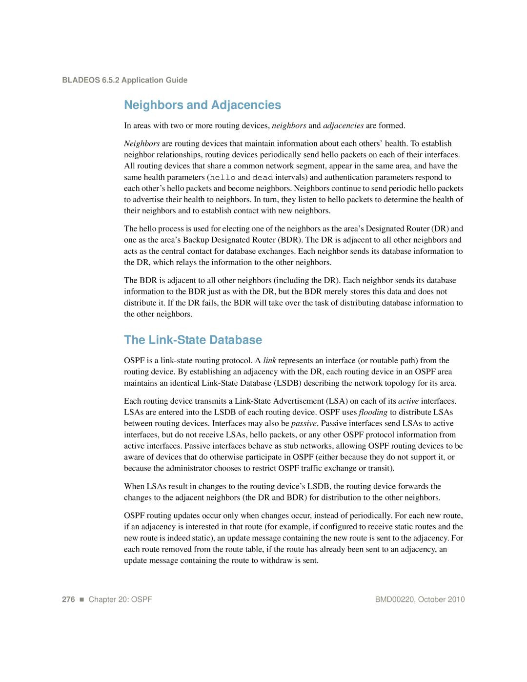 Blade ICE G8124-E manual Neighbors and Adjacencies, Link-State Database 