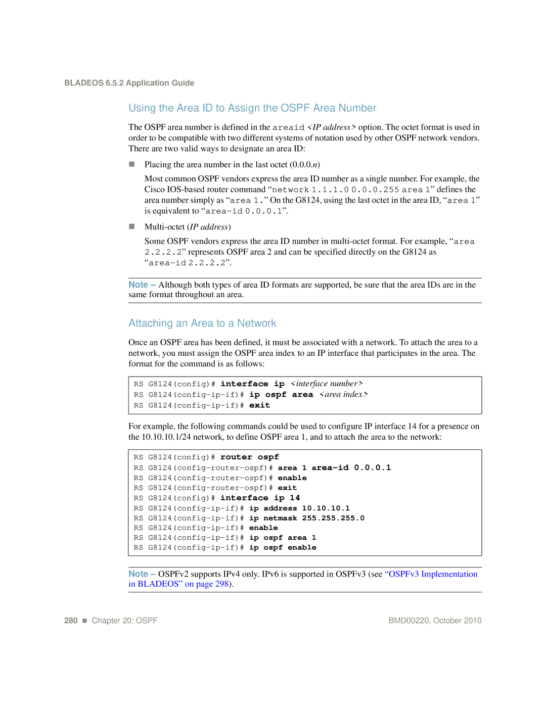 Blade ICE G8124-E manual Using the Area ID to Assign the Ospf Area Number 