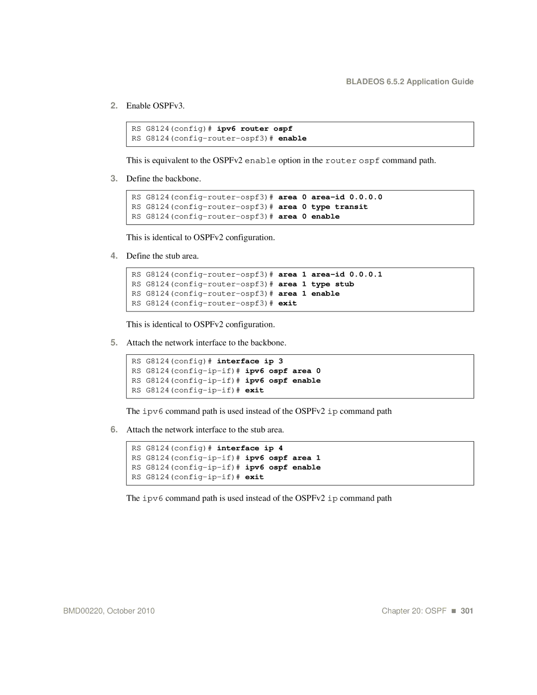 Blade ICE G8124-E manual Enable OSPFv3 