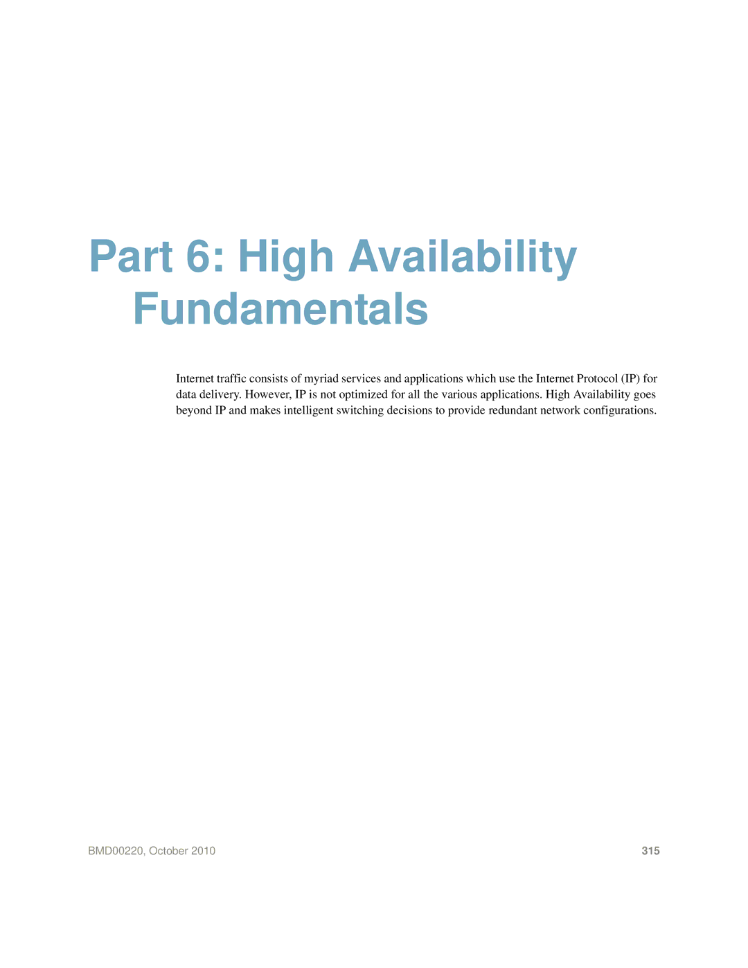 Blade ICE G8124-E manual Part 6 High Availability Fundamentals 