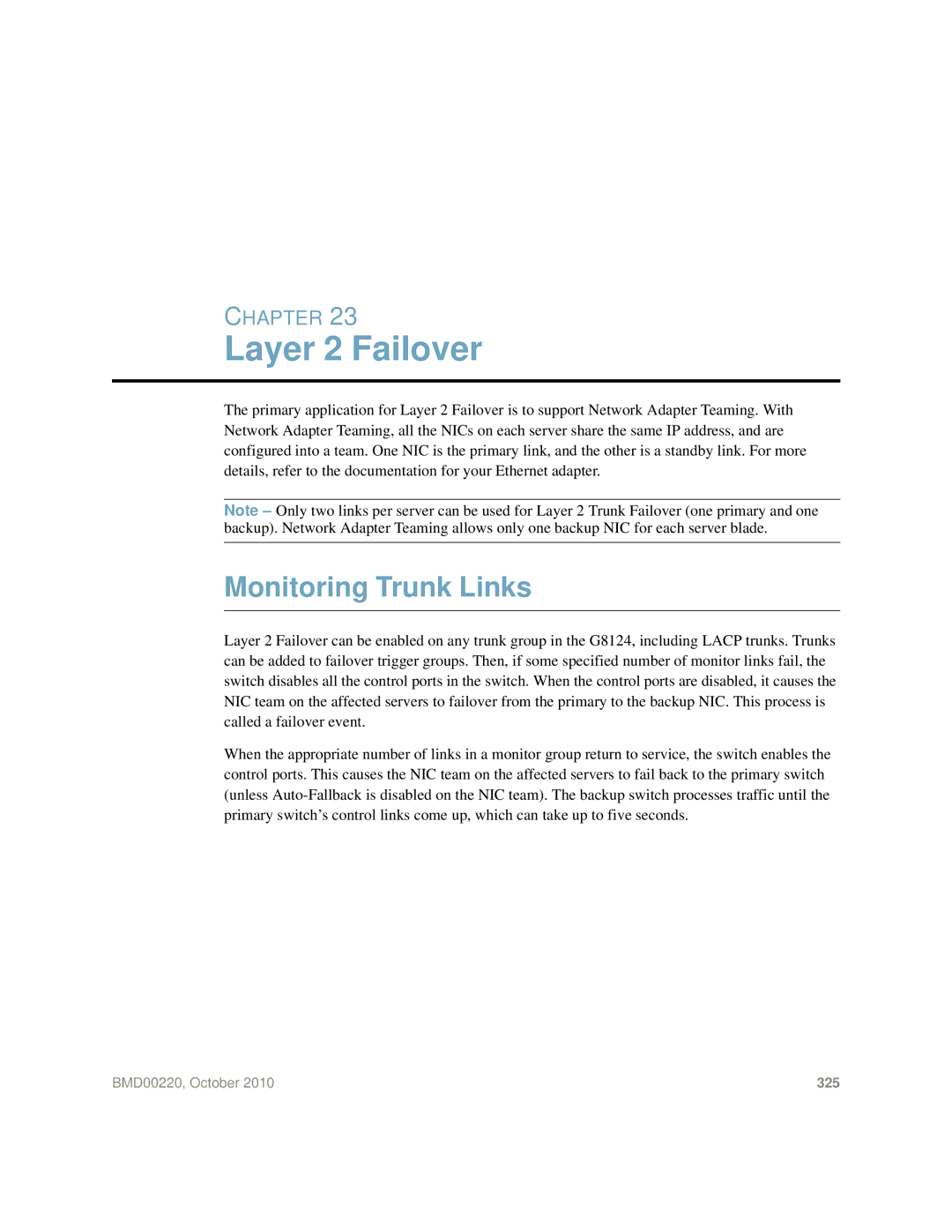 Blade ICE G8124-E manual Layer 2 Failover, Monitoring Trunk Links 