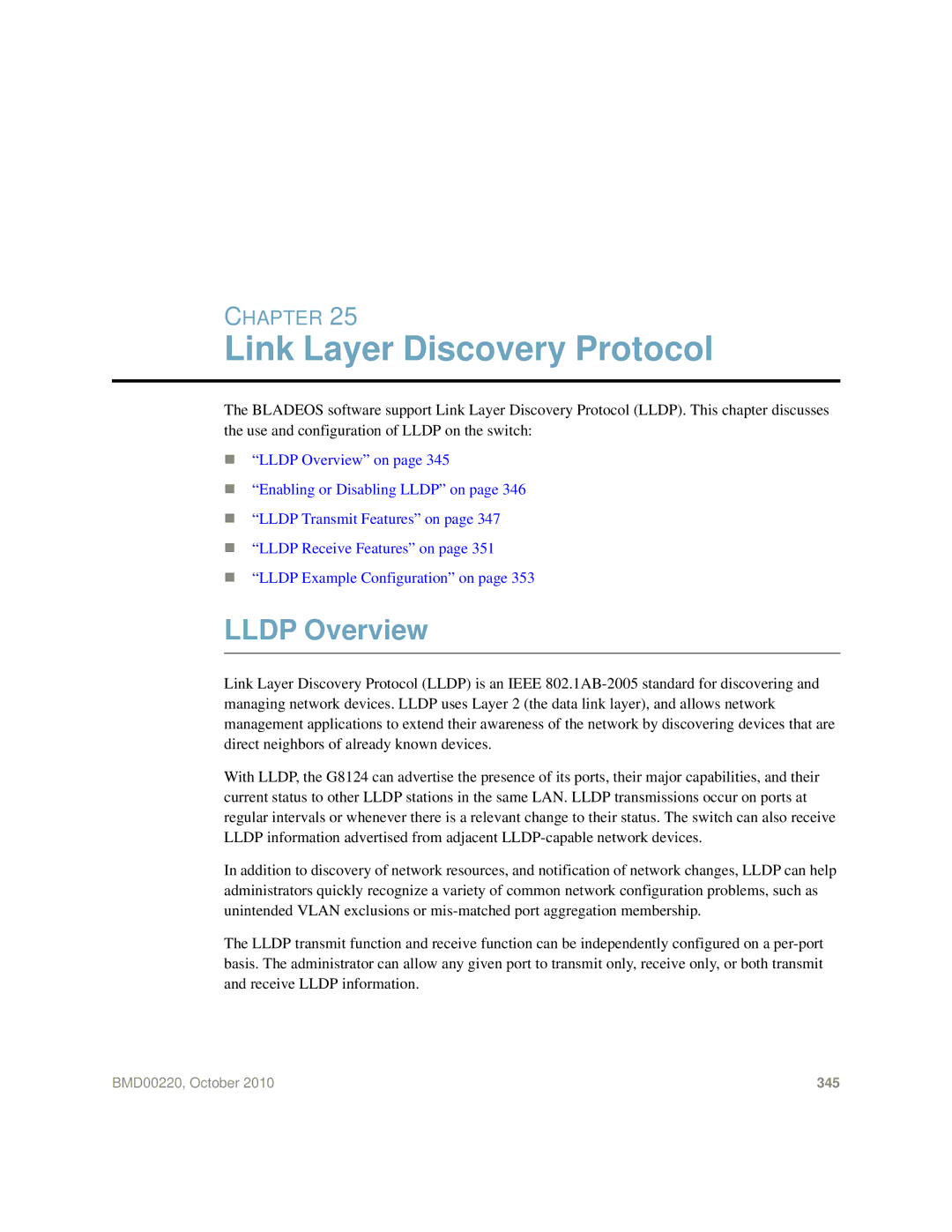 Blade ICE G8124-E manual Link Layer Discovery Protocol, Lldp Overview 