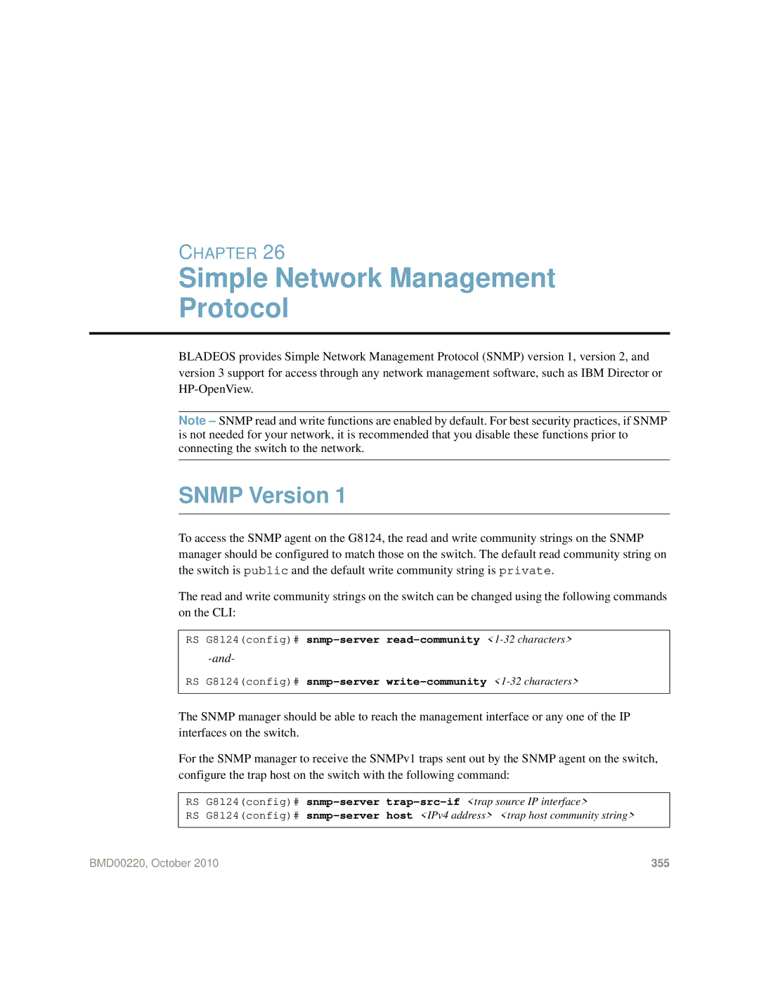 Blade ICE G8124-E manual Simple Network Management Protocol, Snmp Version 