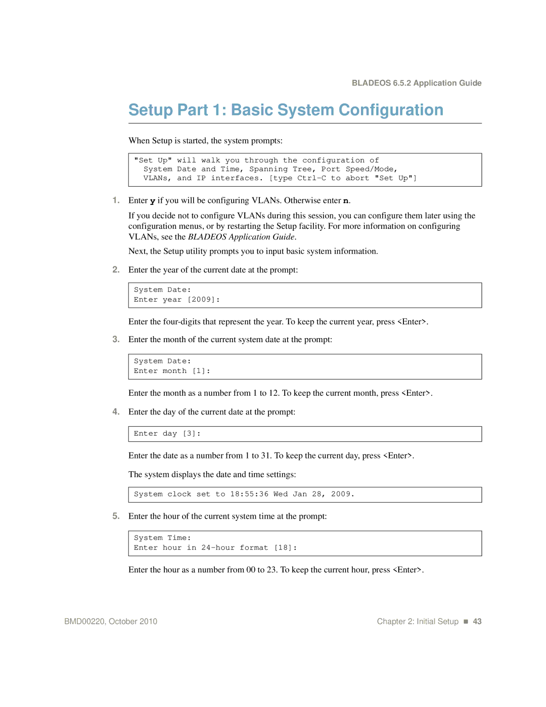 Blade ICE G8124-E manual Setup Part 1 Basic System Configuration, When Setup is started, the system prompts 