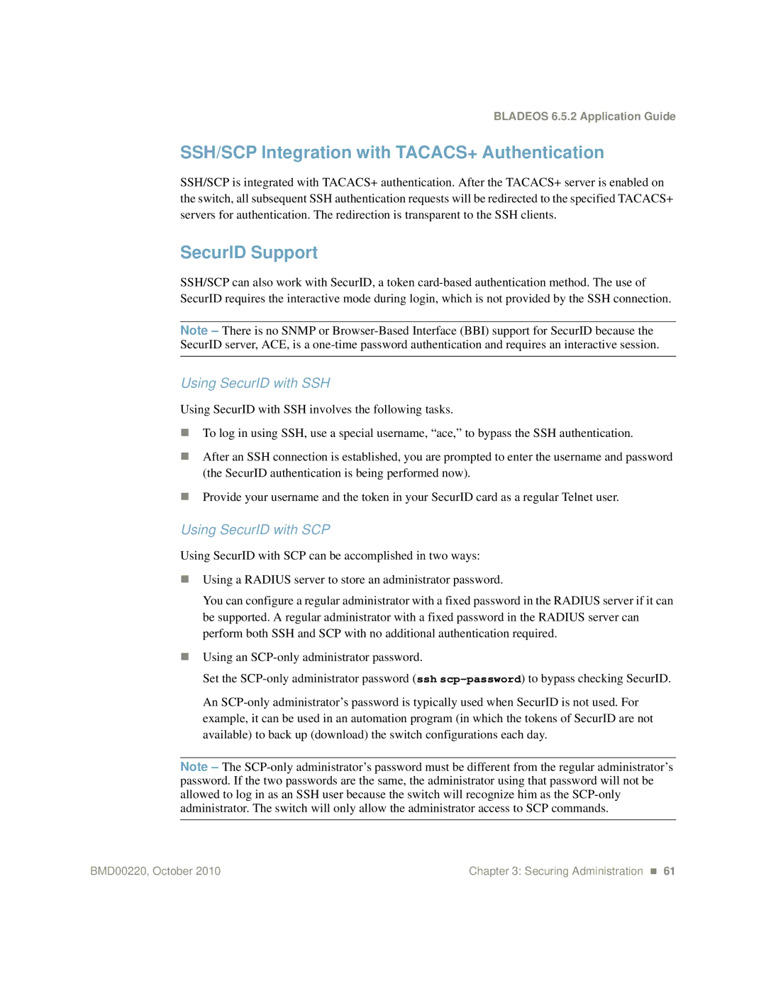 Blade ICE G8124-E manual SSH/SCP Integration with TACACS+ Authentication, SecurID Support, Using SecurID with SSH 