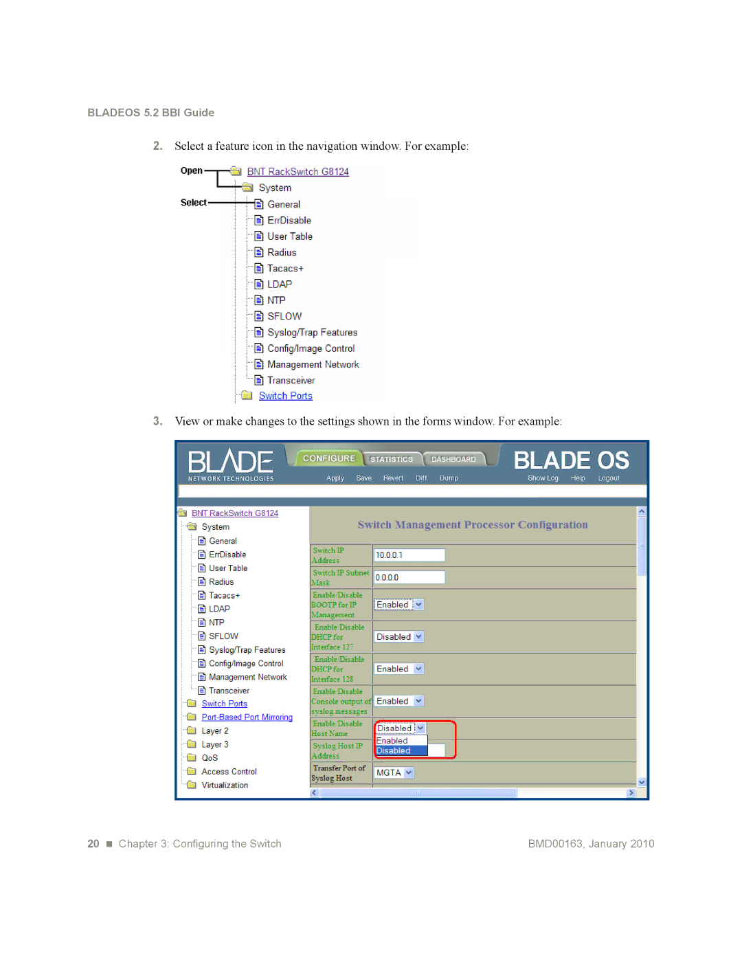 Blade ICE G8124 manual 20 „ Configuring the Switch 