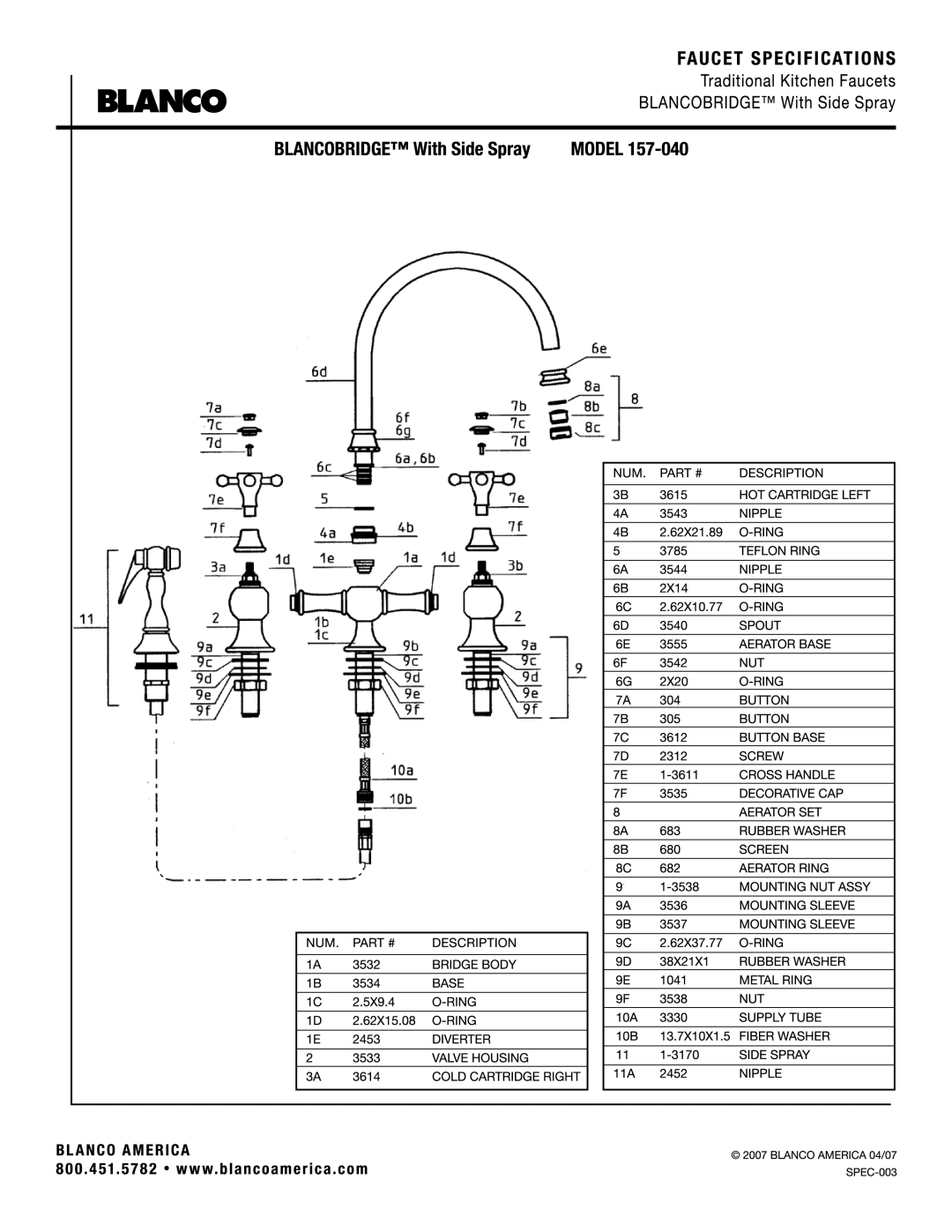 Blanco 157-040 manual 