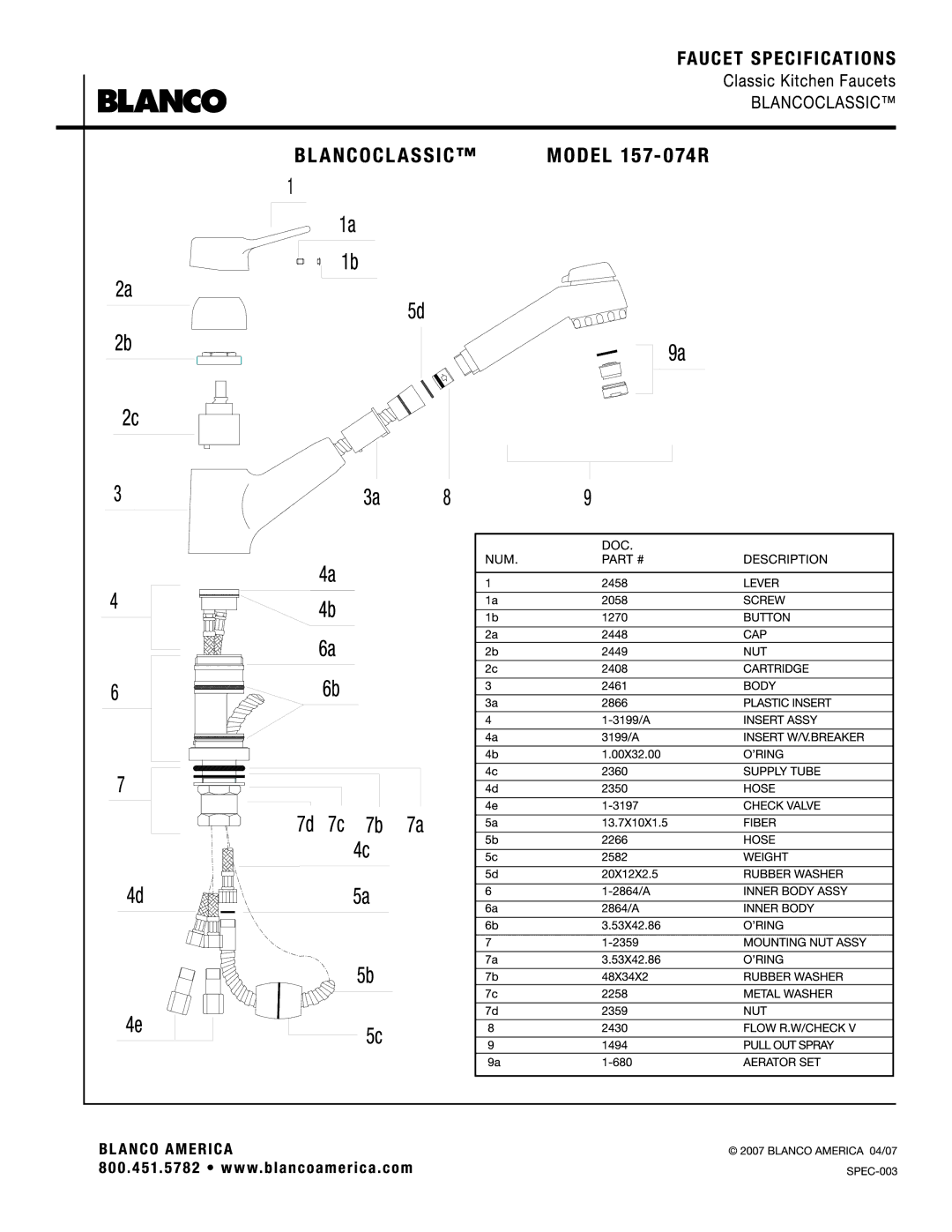 Blanco 157-074R manual 