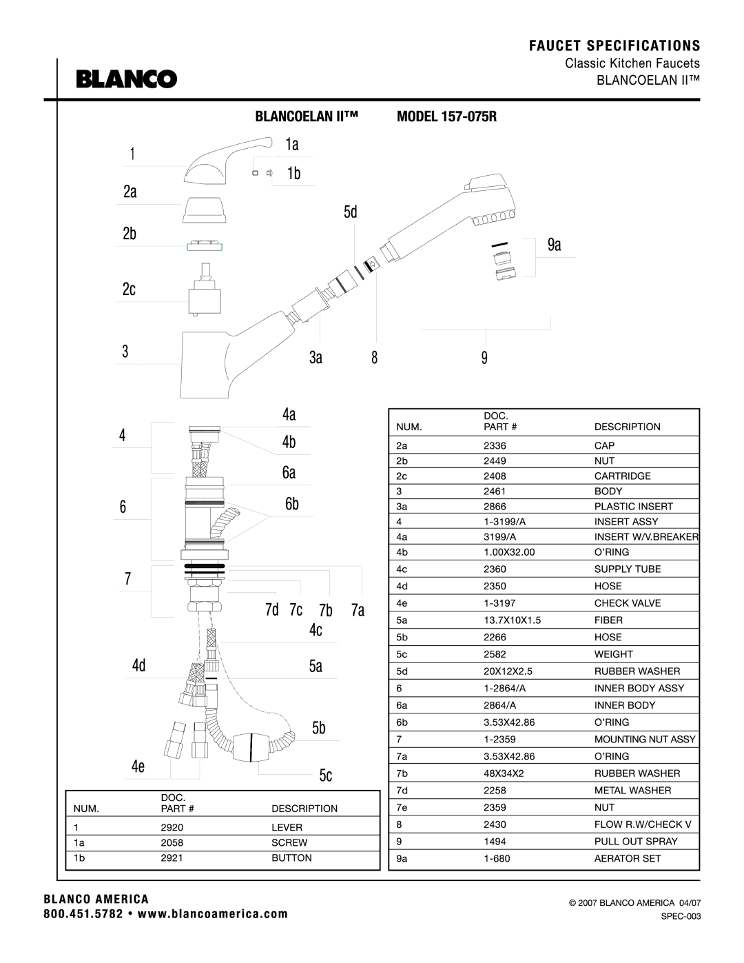 Blanco 157-075R manual 