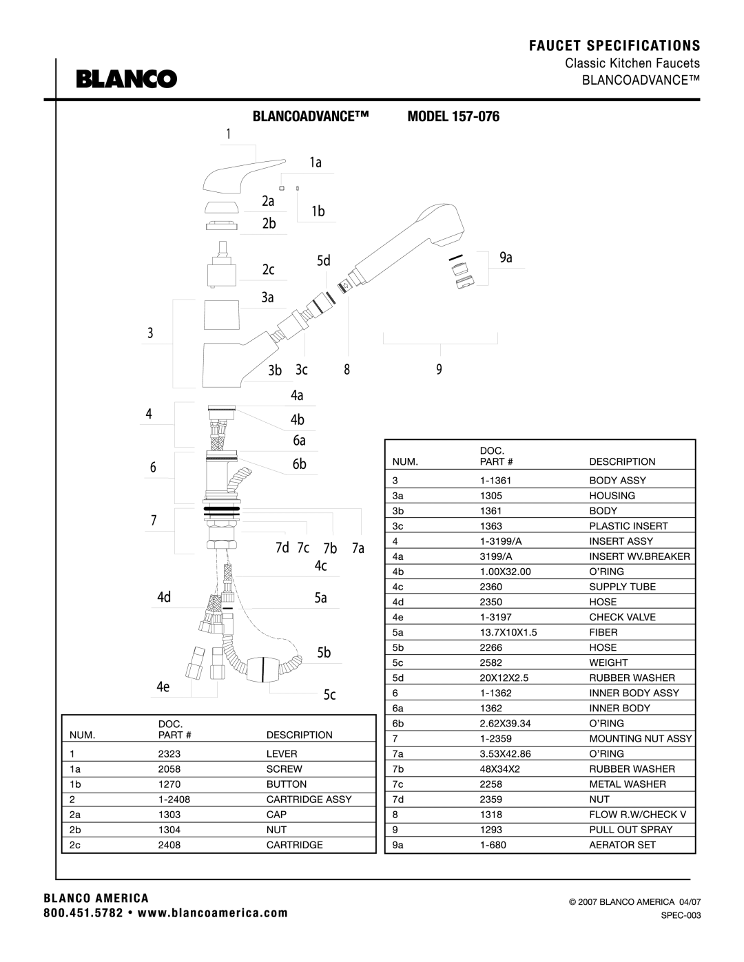 Blanco 157-076 manual 