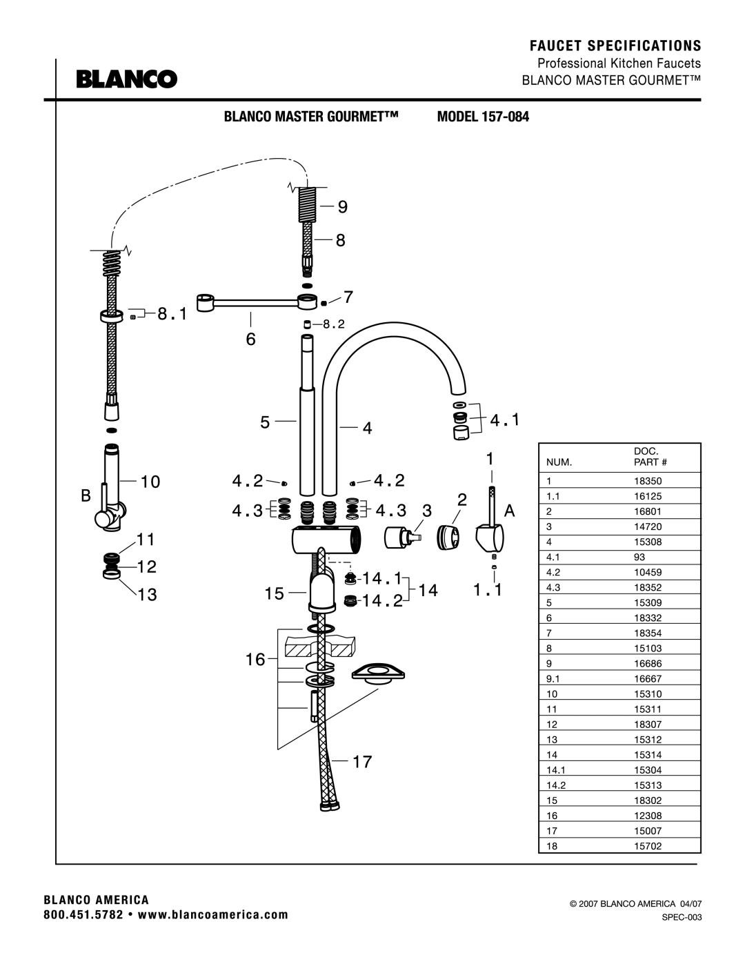 Blanco 157-084 manual 