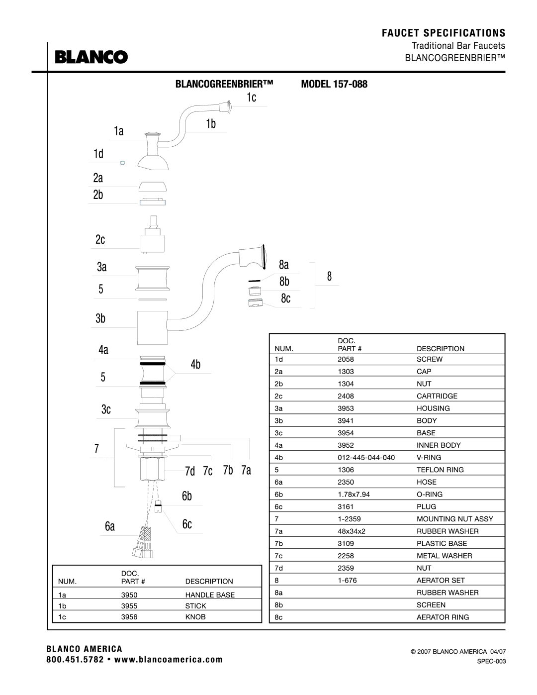 Blanco 157-088 manual 