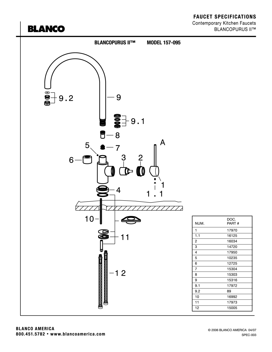 Blanco 157-095 manual 