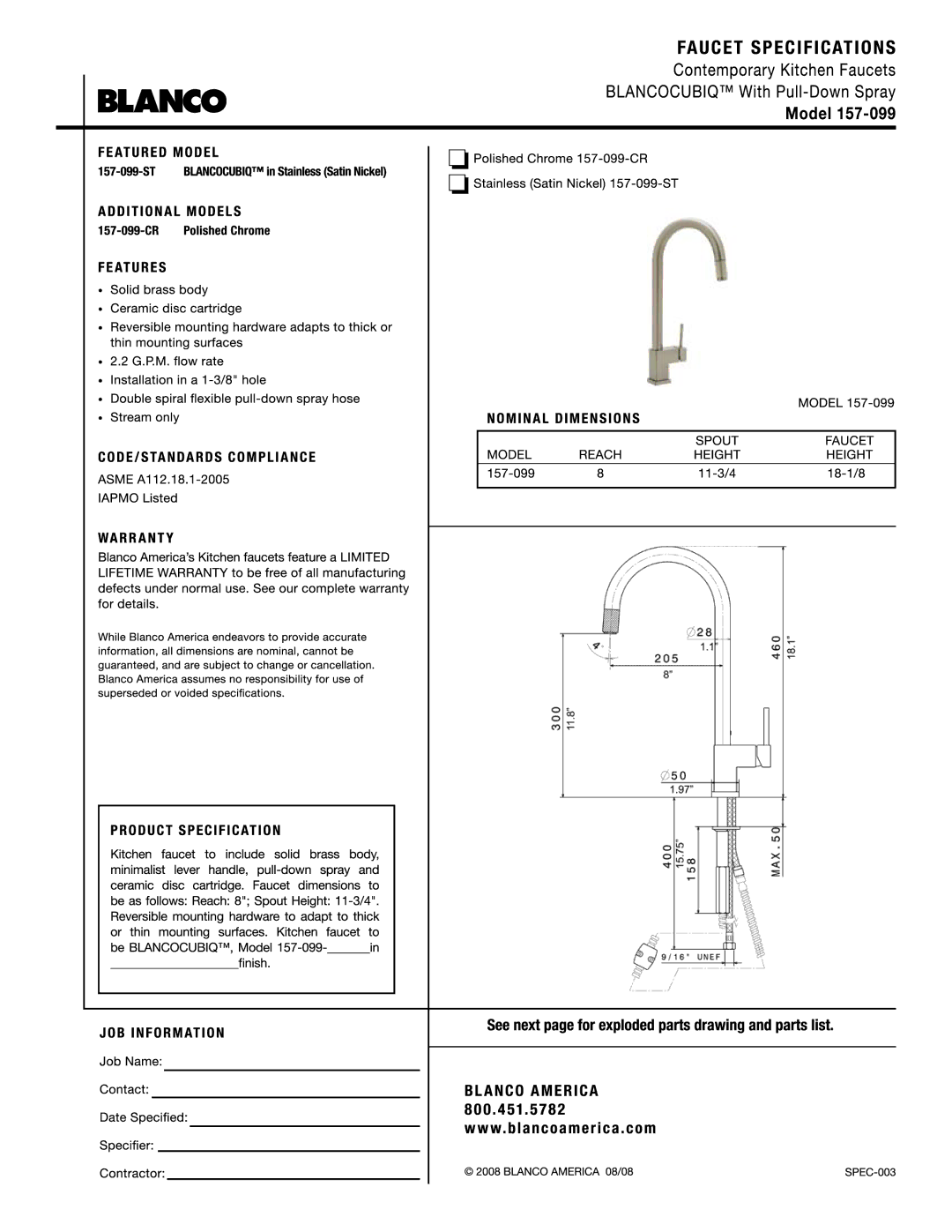 Blanco 157-099 manual 