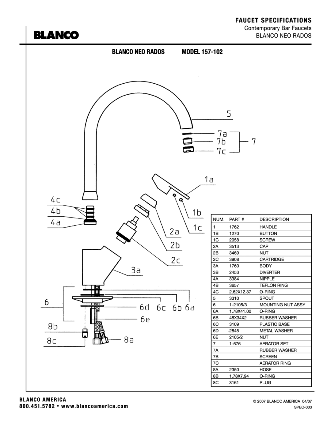 Blanco 157-102 manual 