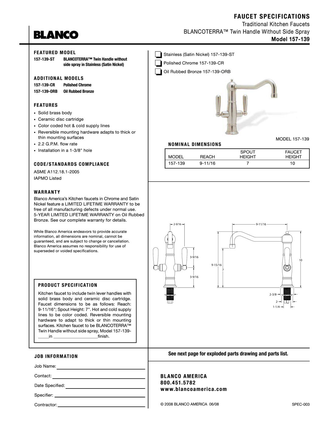 Blanco 157-139 manual 11/16 