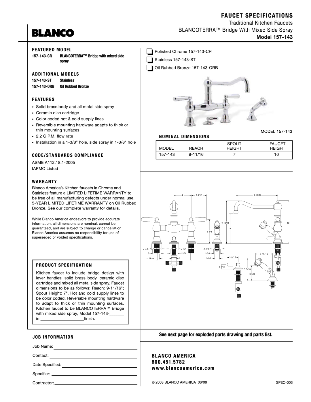 Blanco 157-143 manual 11/16 