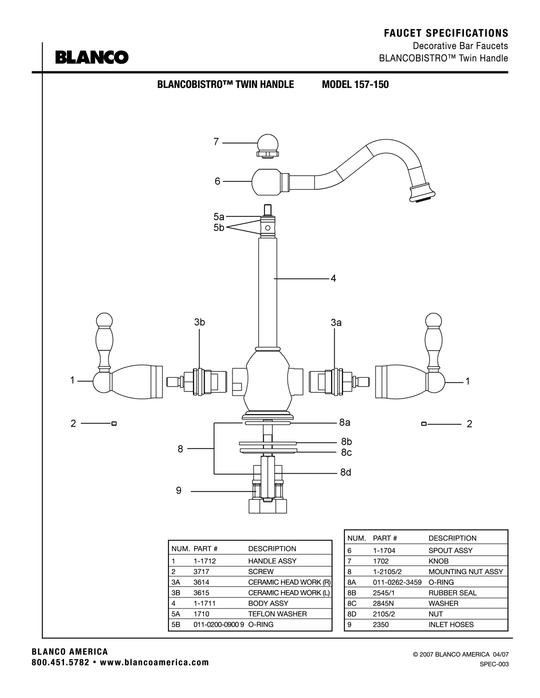 Blanco 157-150 manual 