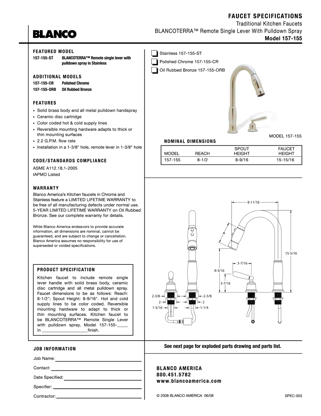 Blanco 157-155 manual 11/16 