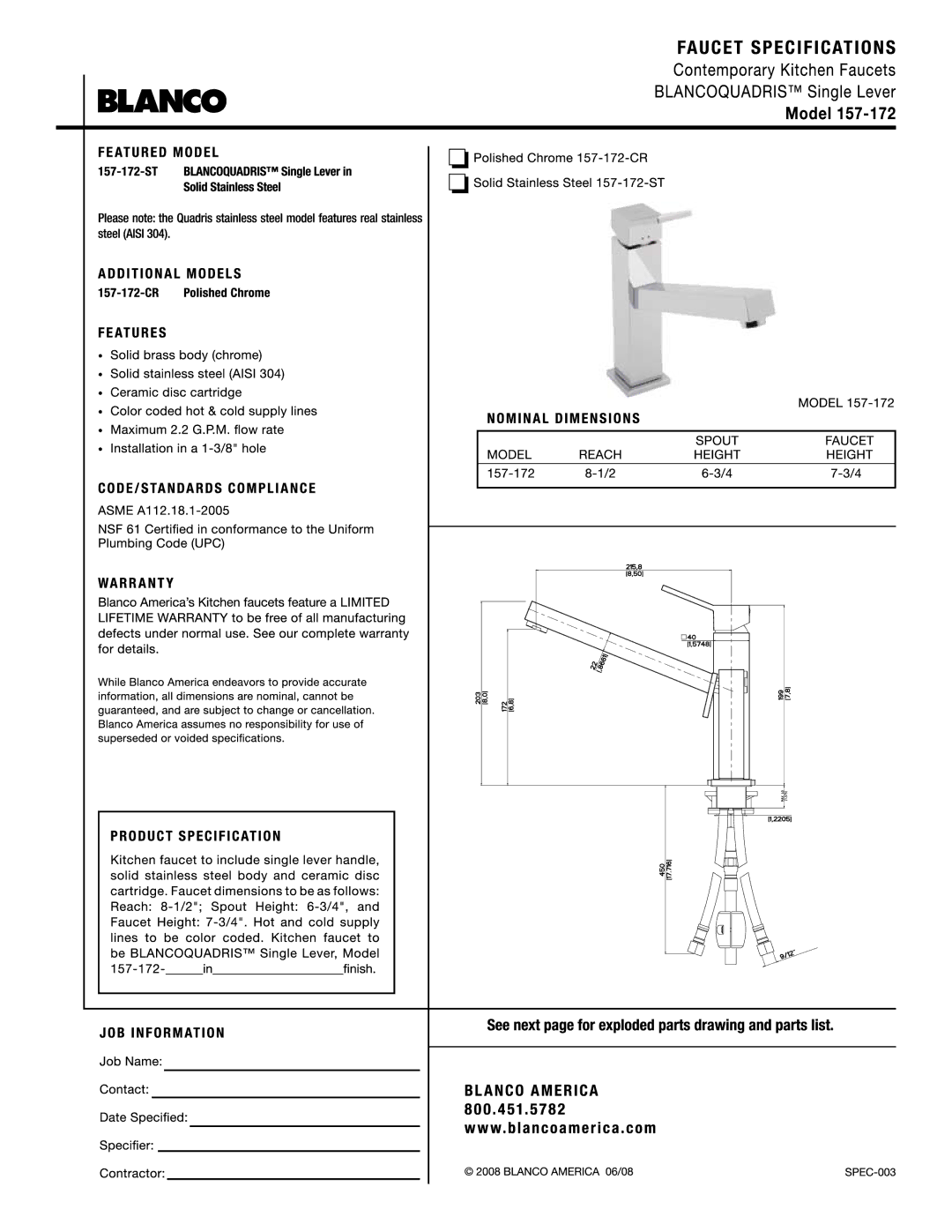 Blanco 157-172 manual 