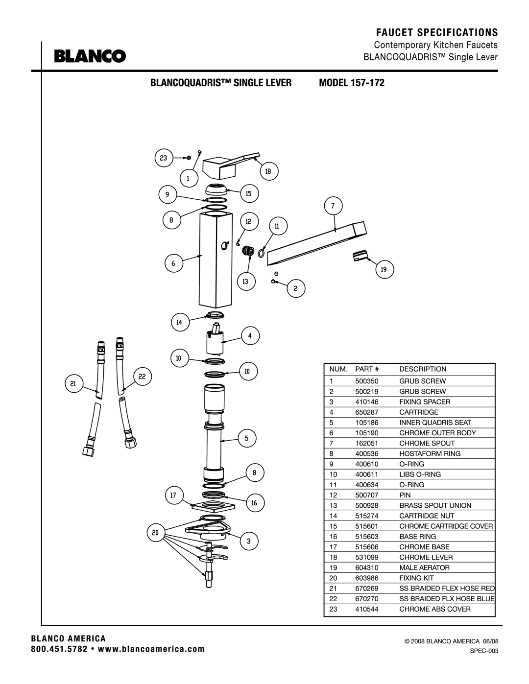 Blanco 157-172 manual 