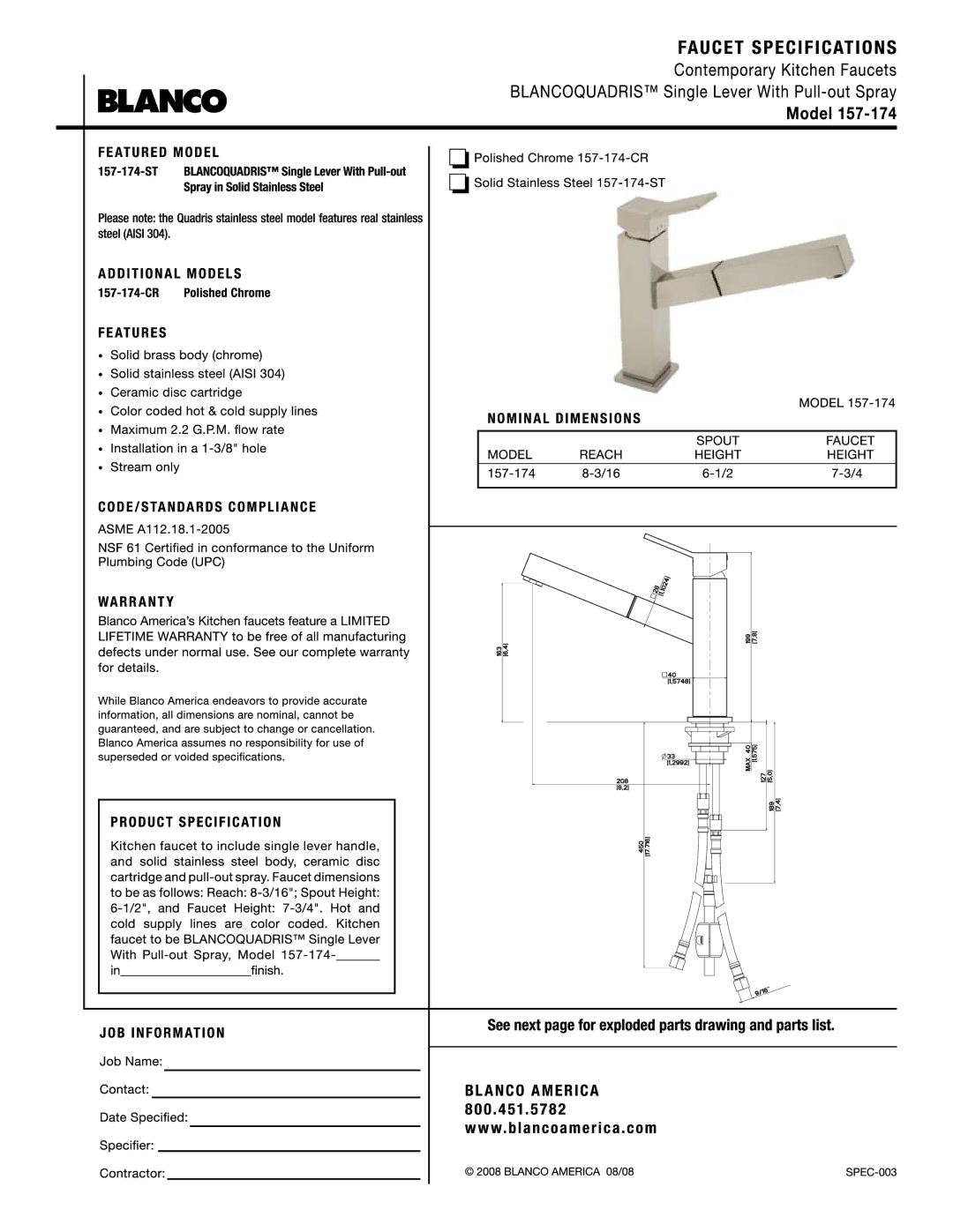 Blanco 157-174 manual 