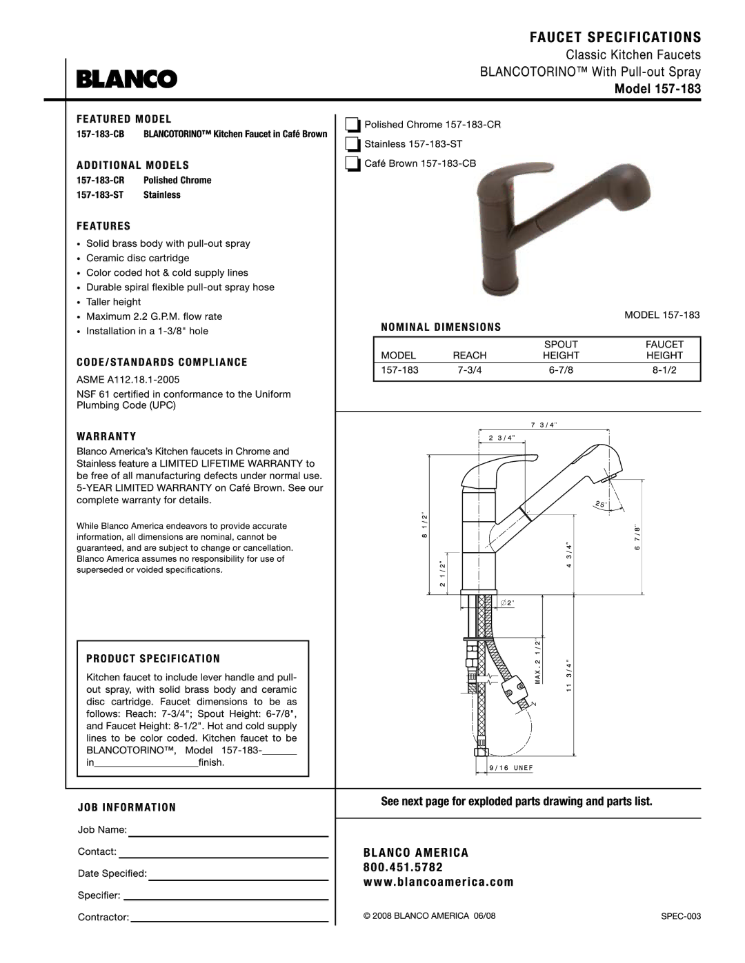 Blanco 157-183 manual 