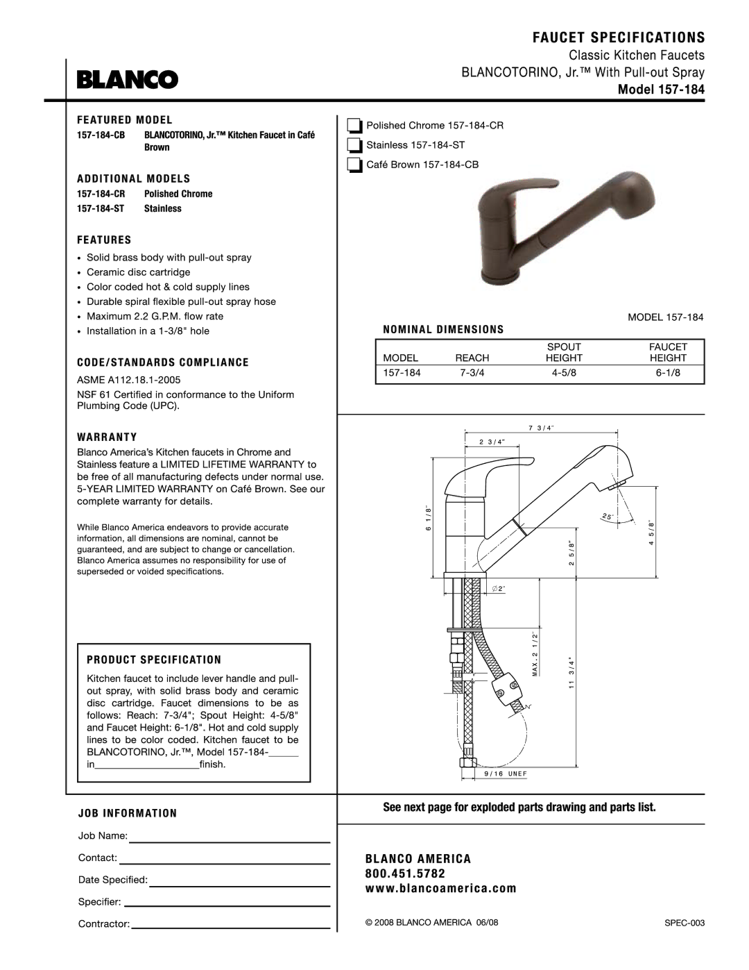 Blanco 157-184 manual 