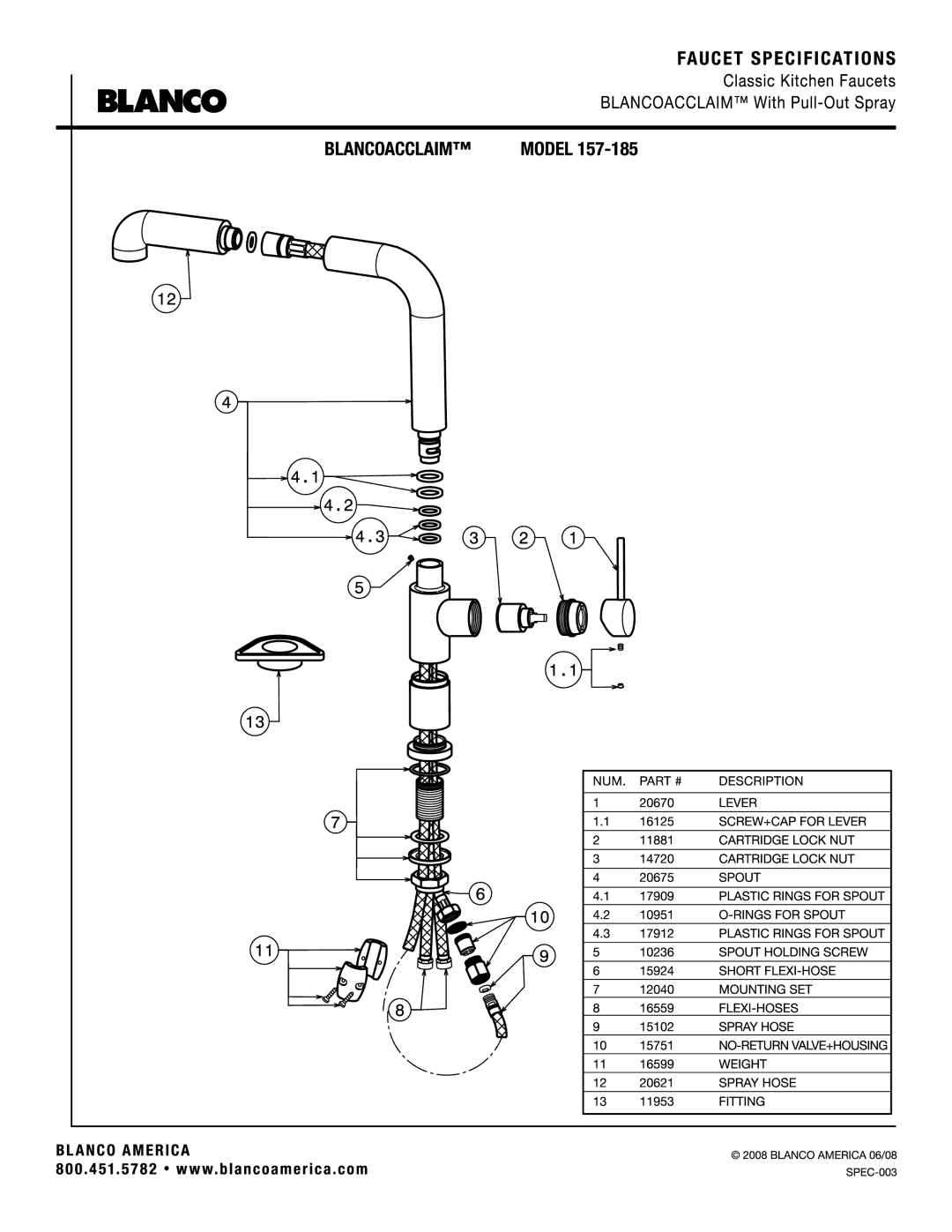 Blanco 157-185 manual 