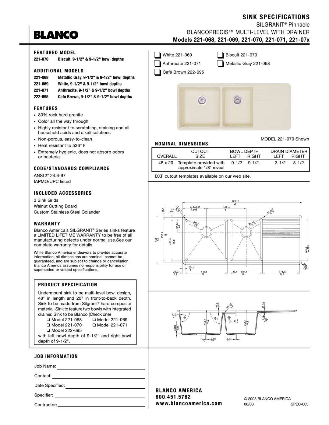 Blanco 221-07x manual 