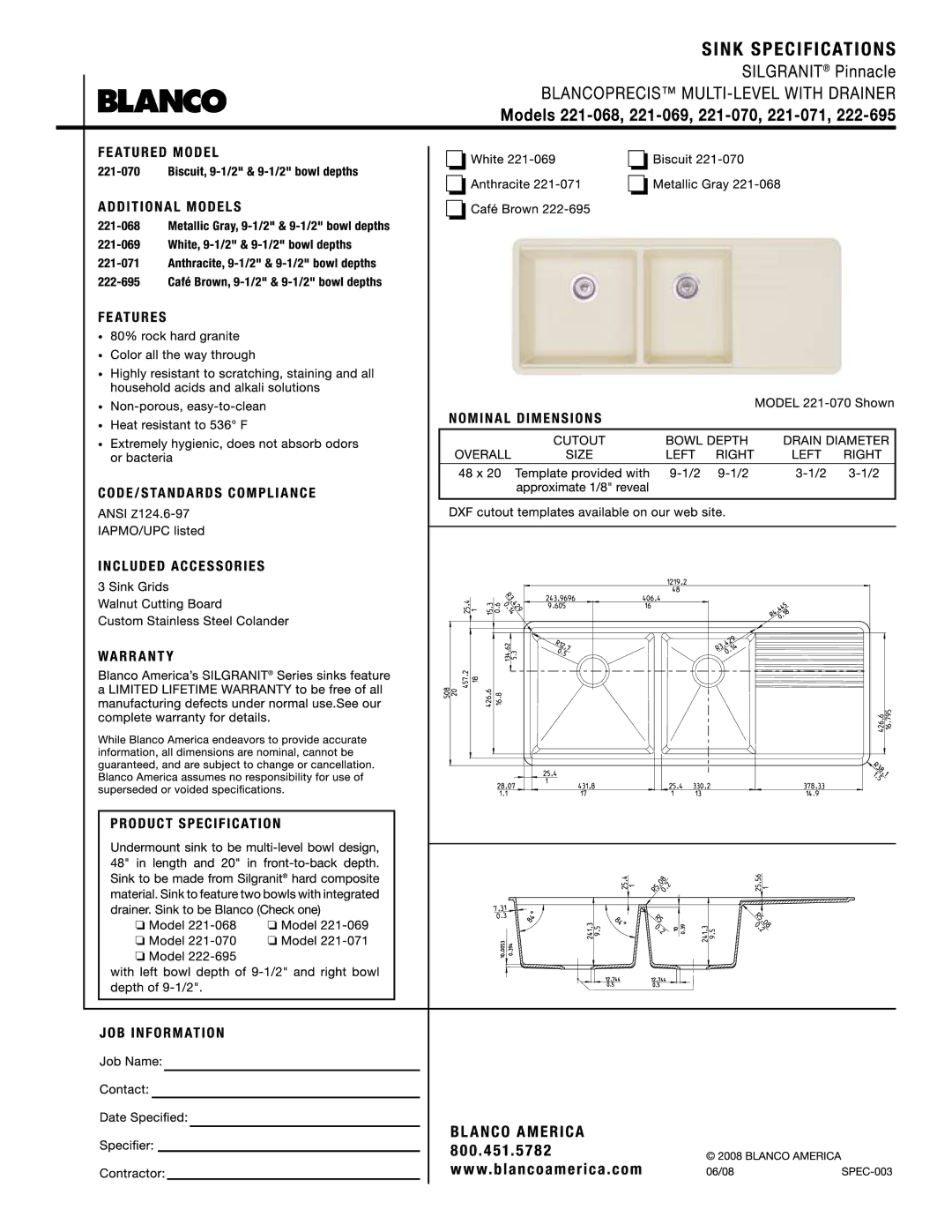 Blanco 221-695 manual 