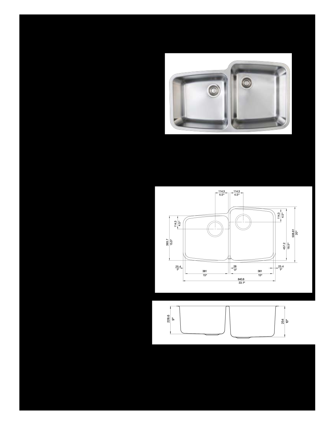 Blanco 441003 warranty Sink Specifications, PINNACLE BLANCO PERFORMA 1-3/4BOWL Undermount, Fe At Ured Model 
