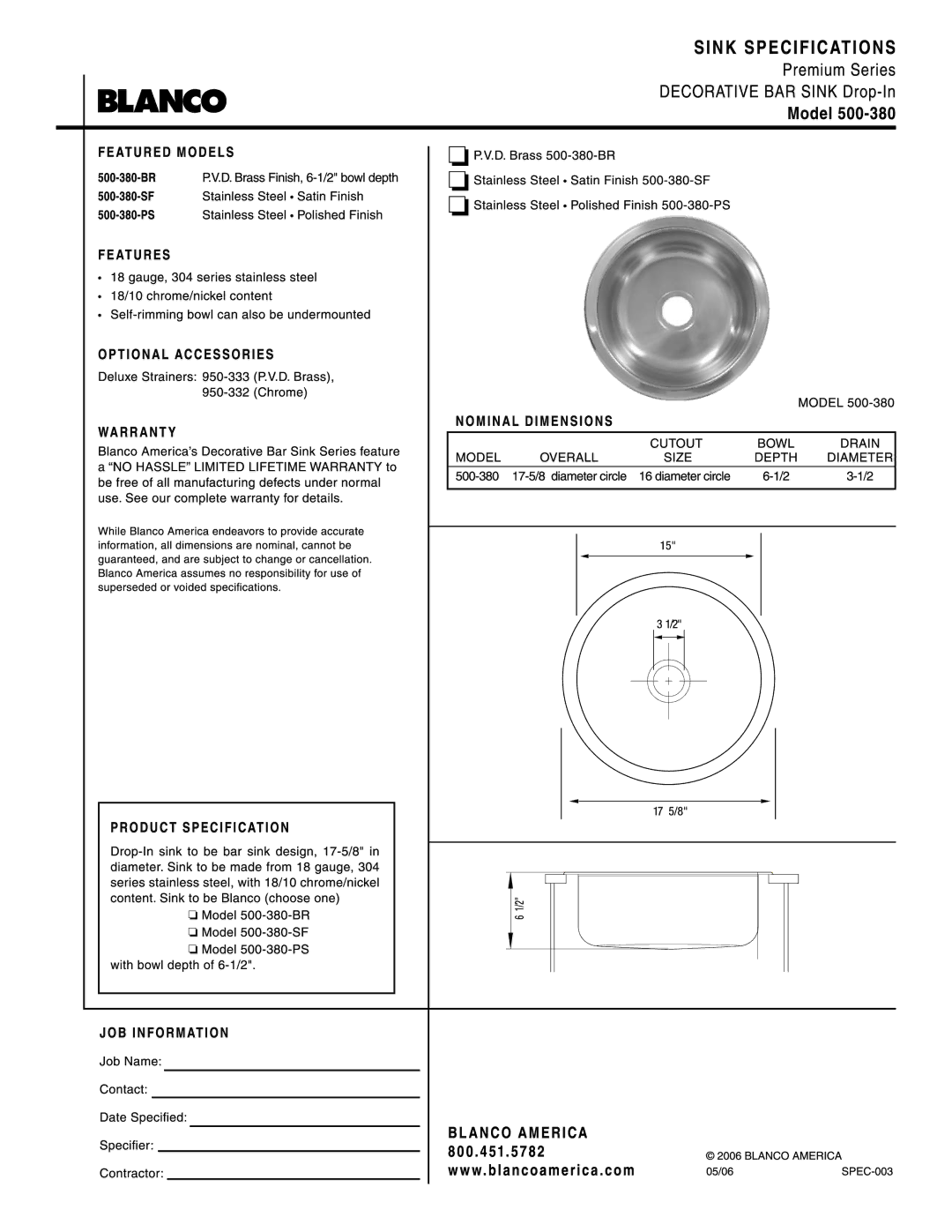 Blanco 500-380 manual 