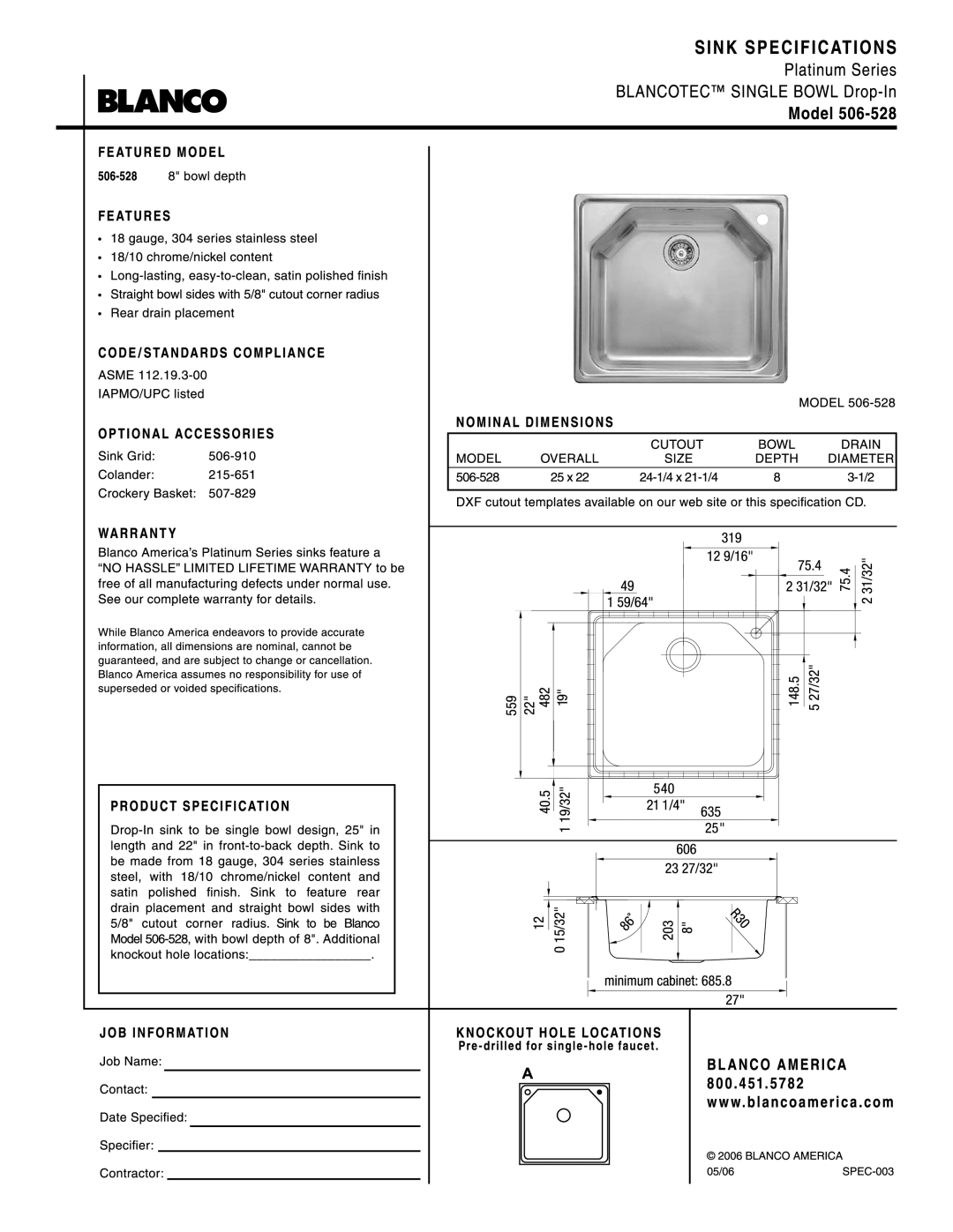 Blanco 506-528 manual 