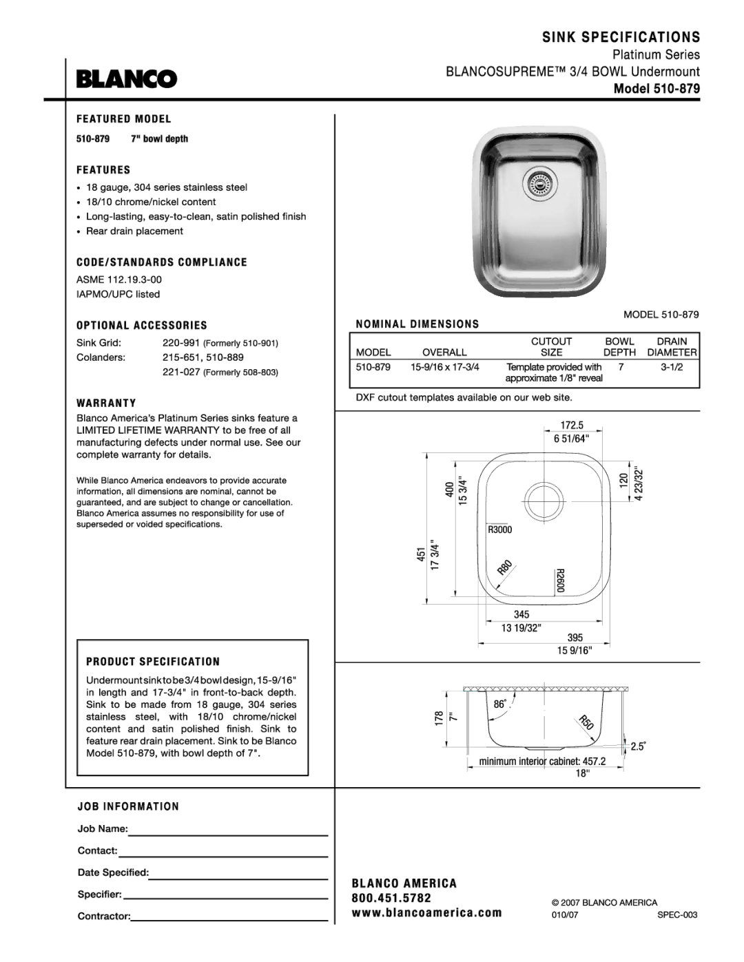 Blanco 510-879 manual 